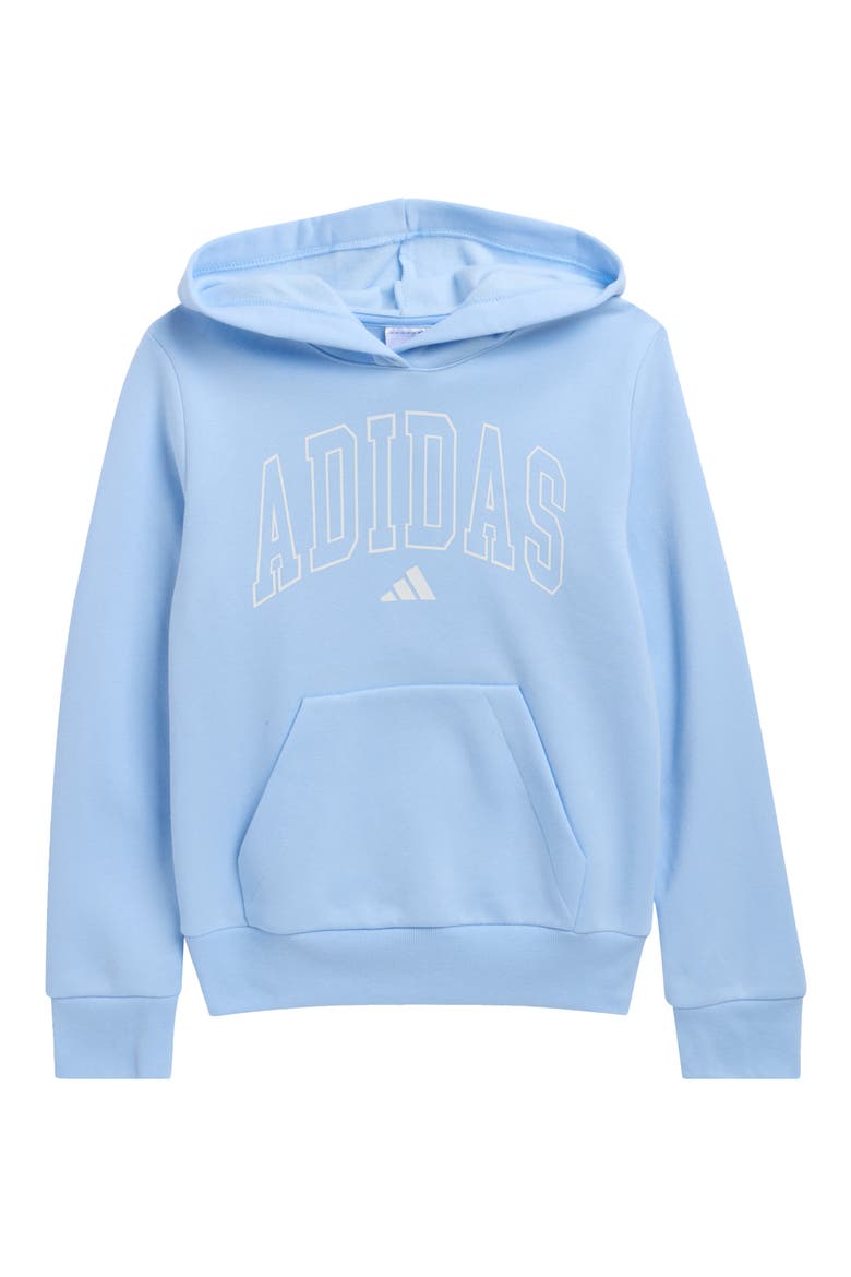 Kids' 3-Stripe Fleece Hoodie, Main, color, GLOW BLUE