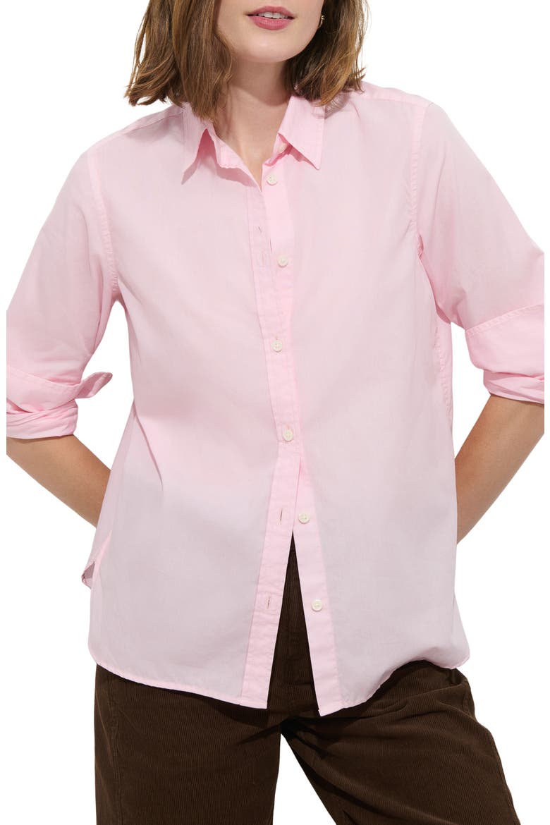 Paper Cotton Button-Up Shirt, Main, color, PINK DHALIA