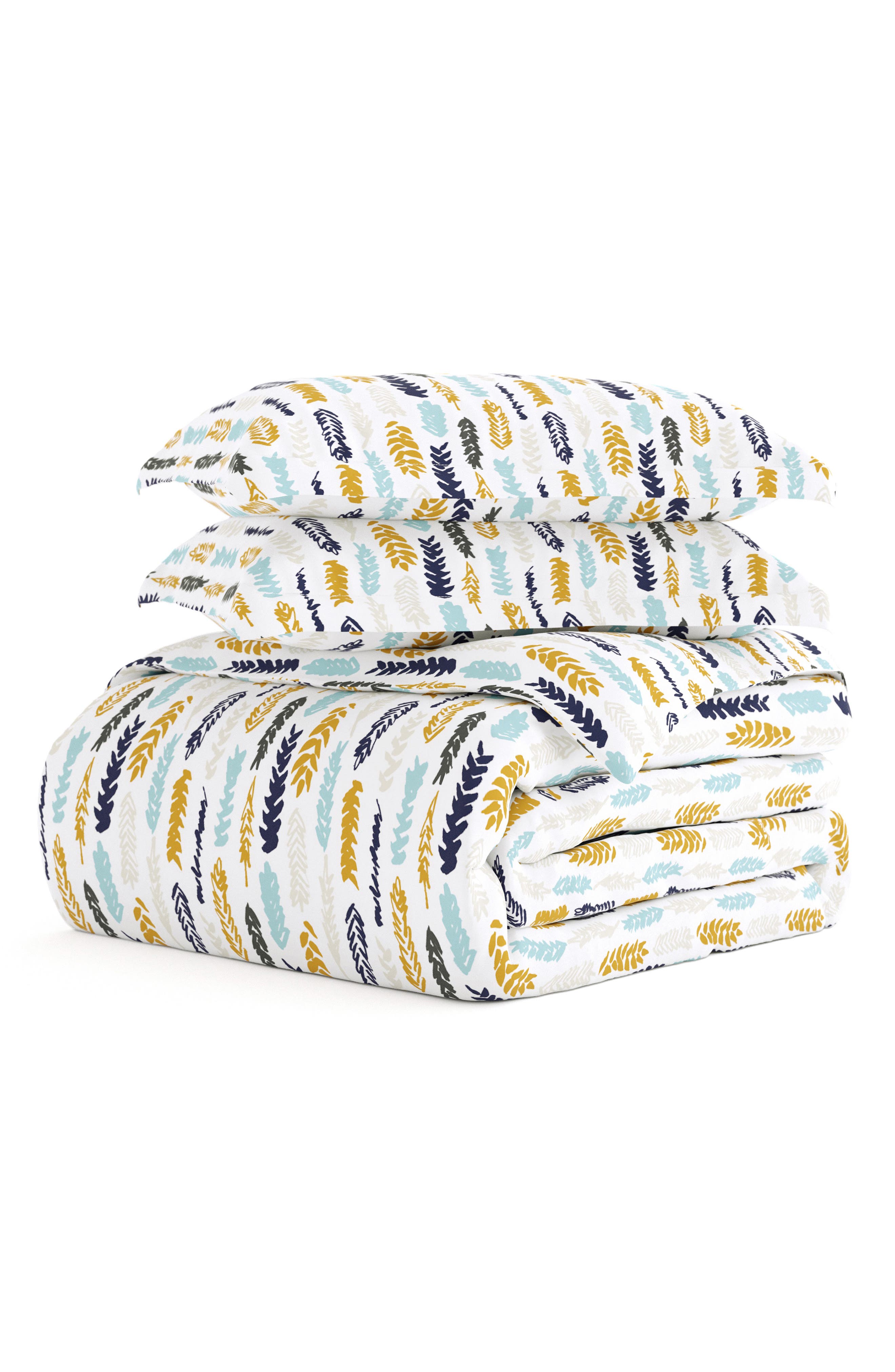 HOMESPUN HOME SPUN Premium Ultra Soft Feathers Pattern 3-Piece Duvet Cover Set