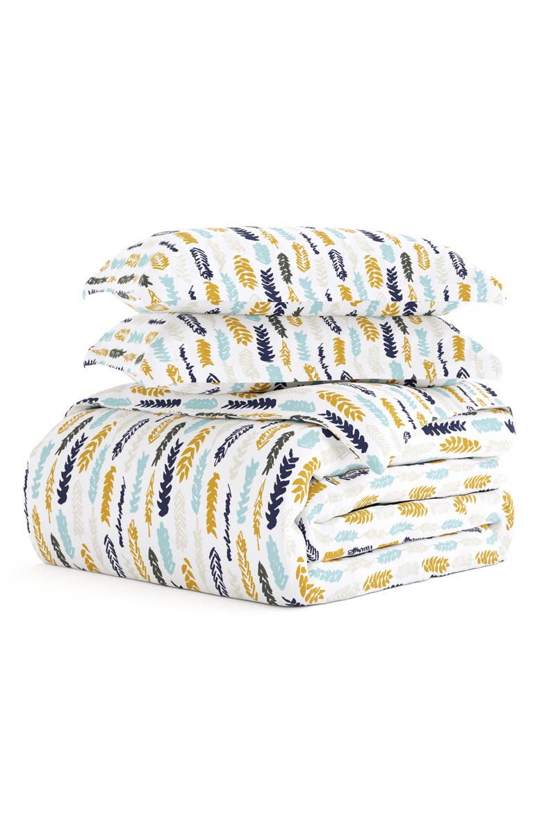 HOMESPUN HOME SPUN Premium Ultra Soft Feathers Pattern 3-Piece Duvet Cover Set, Main, color, Gray