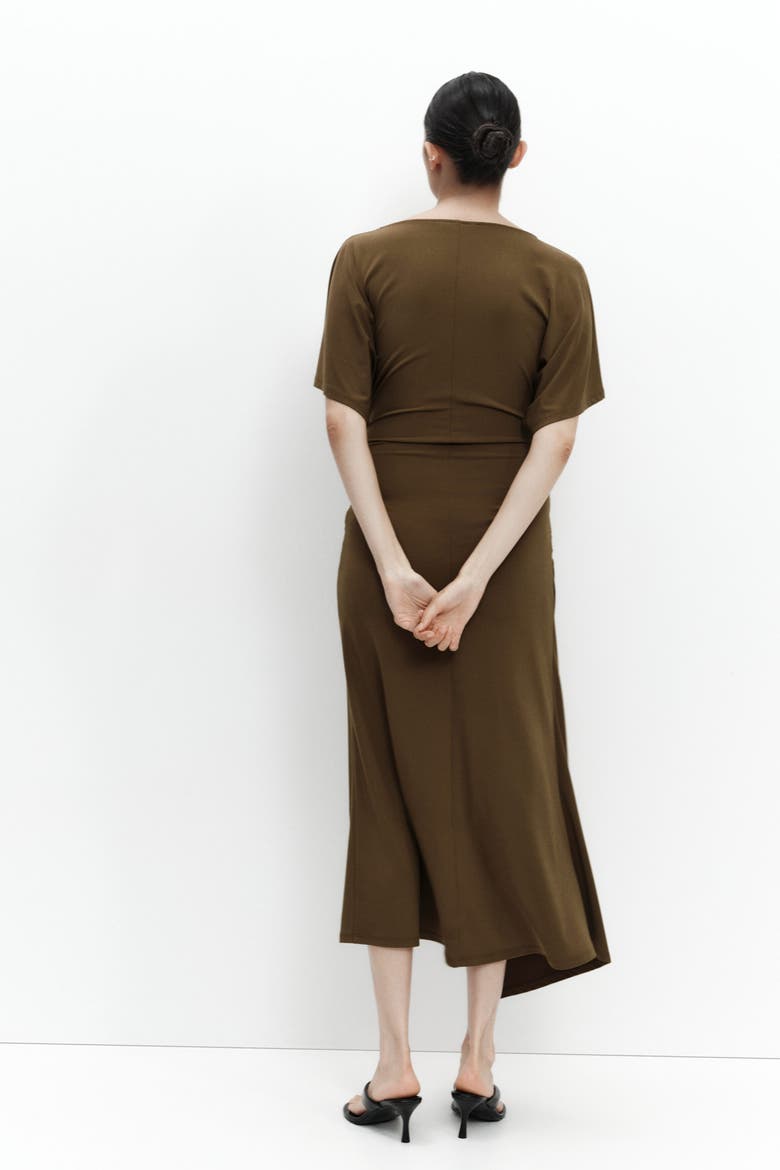 Mama Wrap-detail Dress, Alternate, color, Khaki green