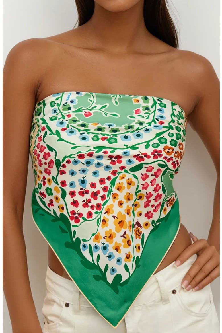 Double Sided Silk Scarf of Garden, Alternate, color, Green