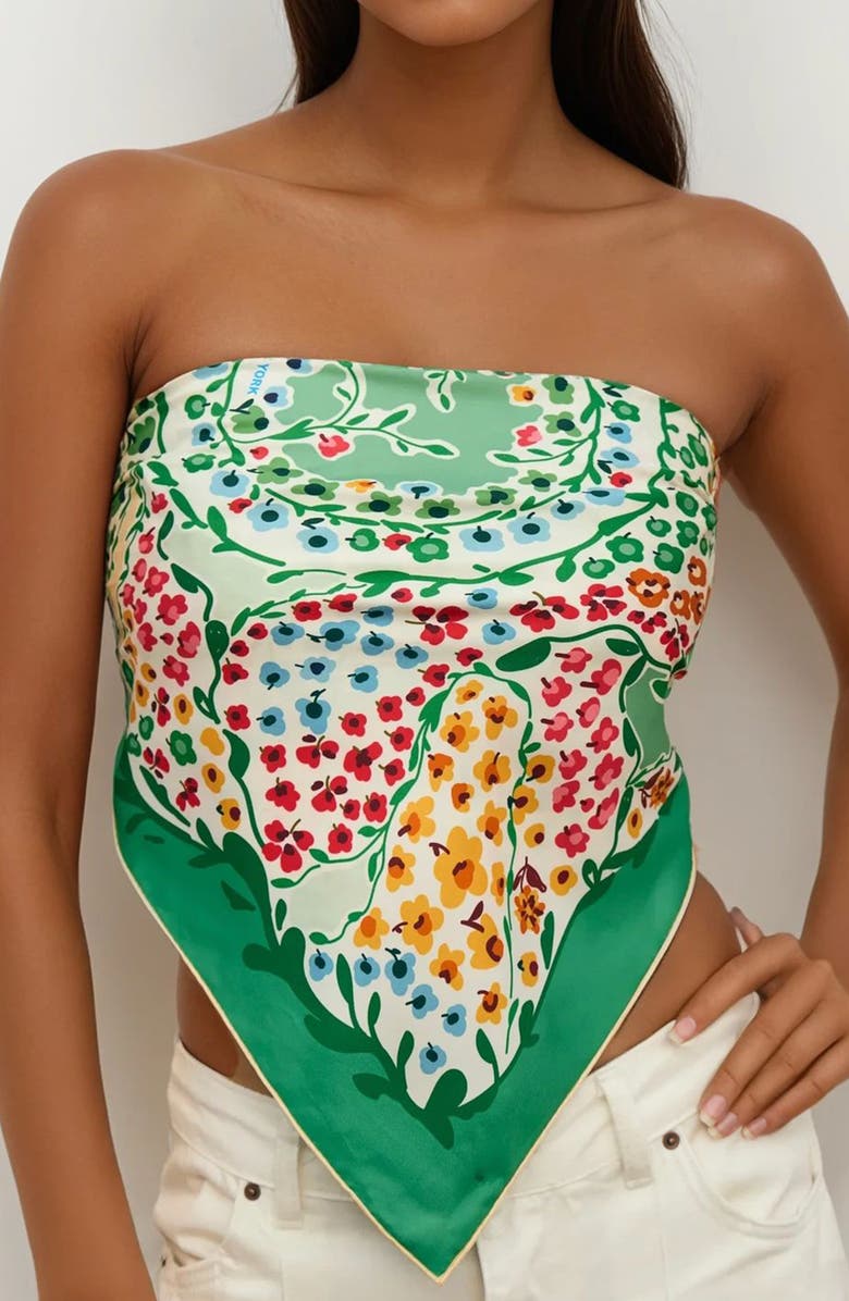 Jessie Zhao New York Double Sided Silk Scarf of Garden, Alternate, color, Green