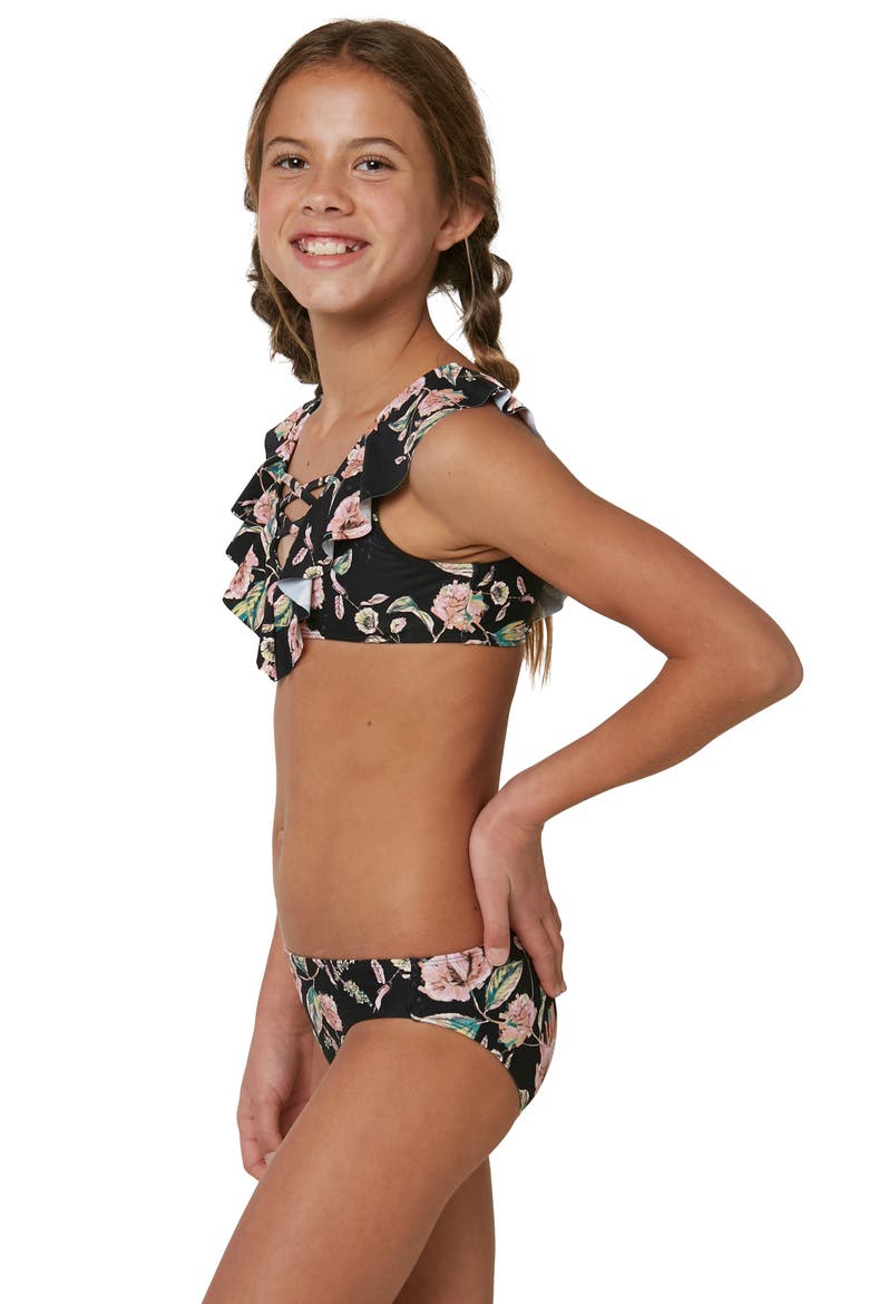 Van Don Flounce Two-Piece Swimsuit, Alternate, color, BLACK
