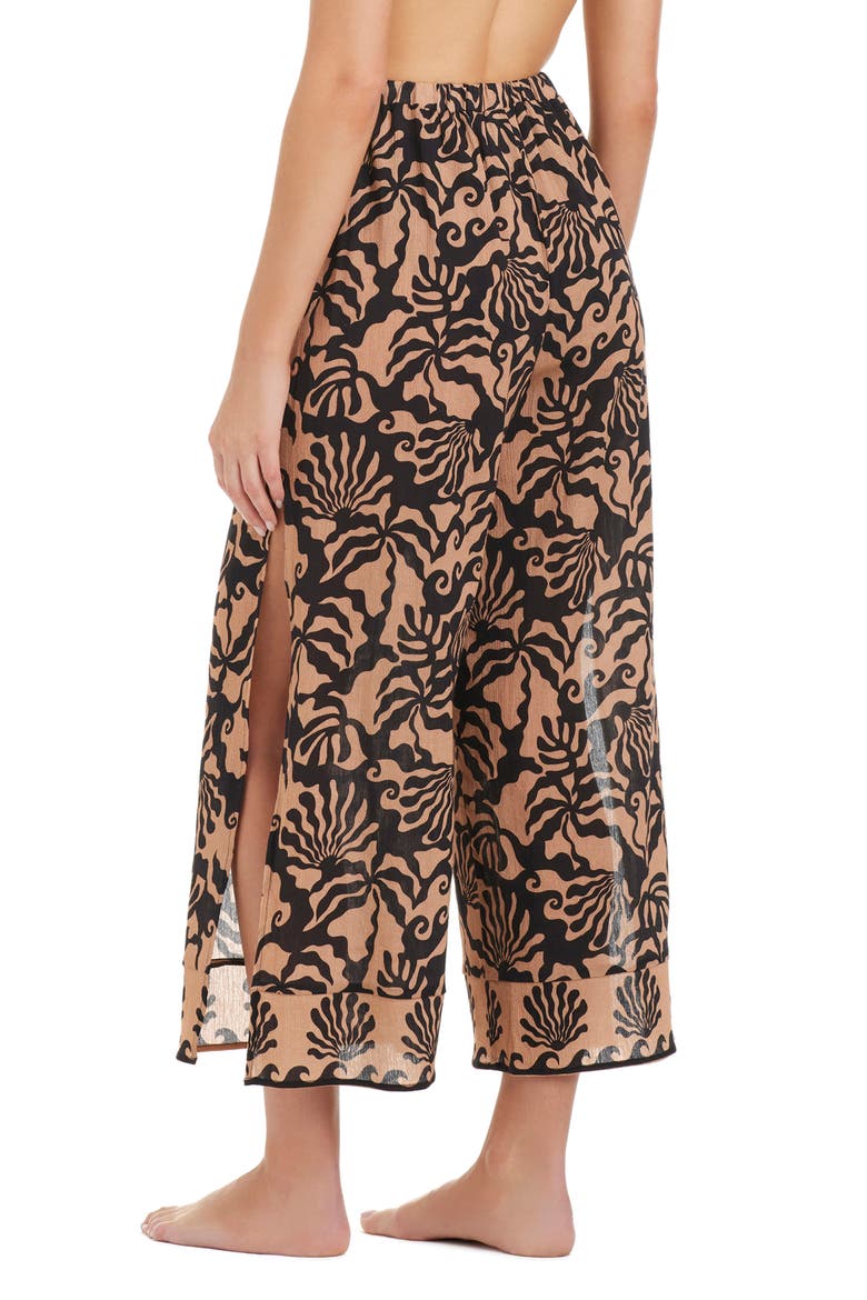 Side Slit Crop Cotton Cover-Up Pants, Alternate, color, BLACK