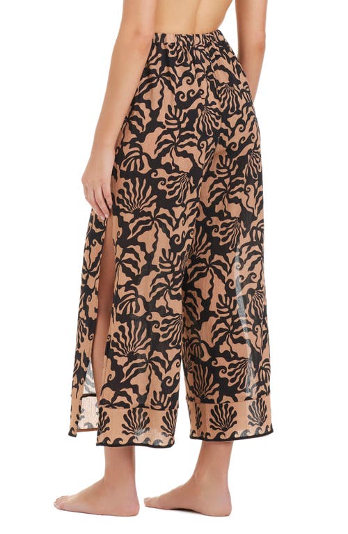 Sanctuary Side Slit Crop Cotton Cover-up Pants In Brown