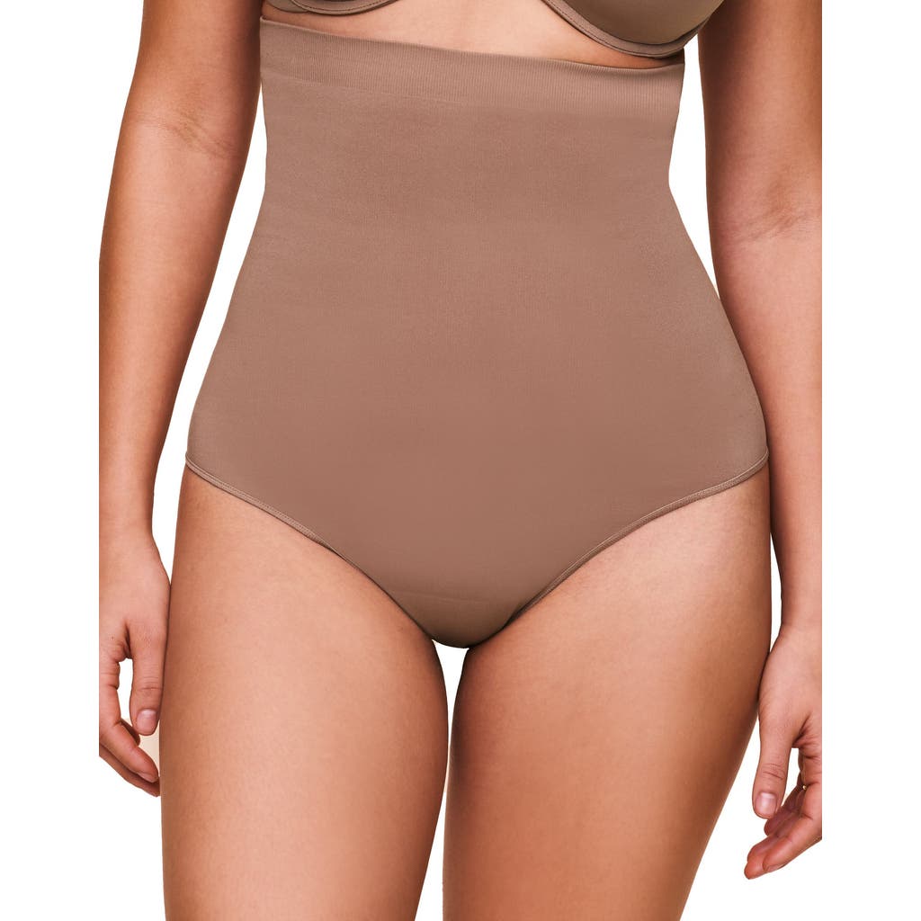 Adore Me Riya High-waisted Smoothing Thong In Medium Beige