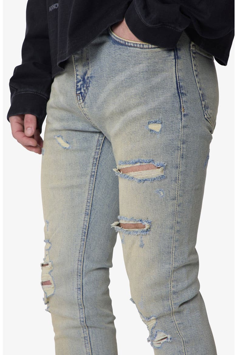 Shredded Skinny Denim Jeans, Alternate, color, BLUE
