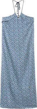 MANGO TEEN Print Halter Neck Open Back Midi Dress