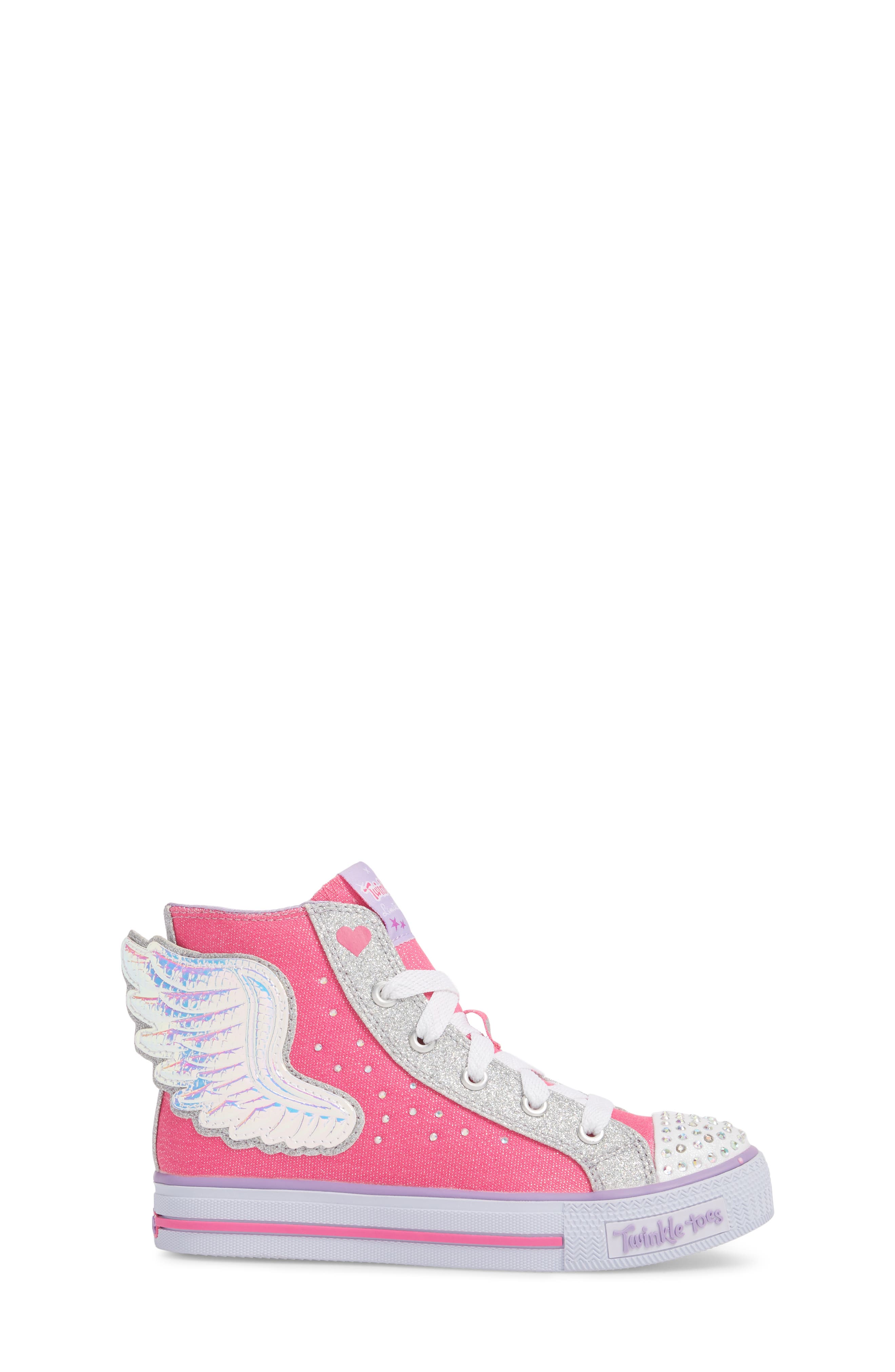 SKECHERS Twinkle Toes Shuffles Wonder Wings Light-Up High Top Sneaker, Alternate, color, 