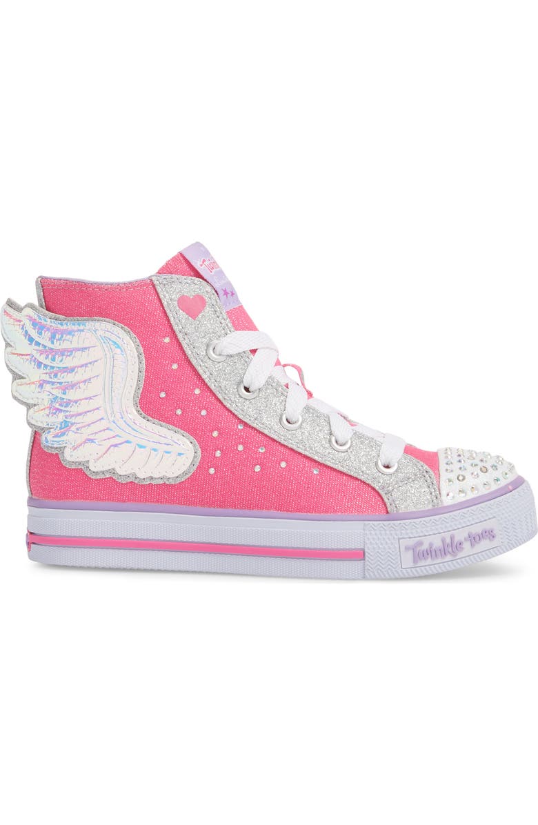 SKECHERS Twinkle Toes Shuffles Wonder Wings Light-Up High Top Sneaker, Alternate, color,