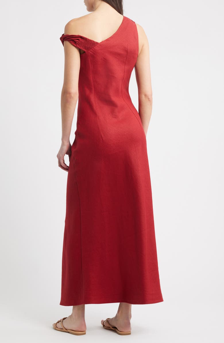 Faithfull the Brand Suis Asymmetric Neck Midi Dress, Alternate, color, Deep Red