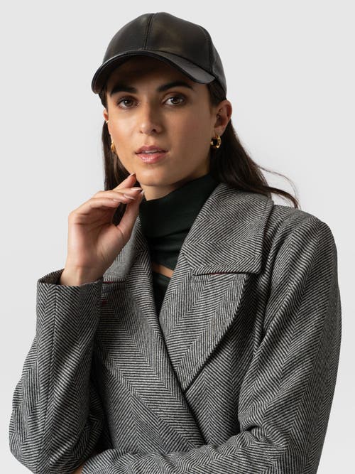Saint And Sofia Saint + Sofia Avalon Leather Baseball Cap In Black