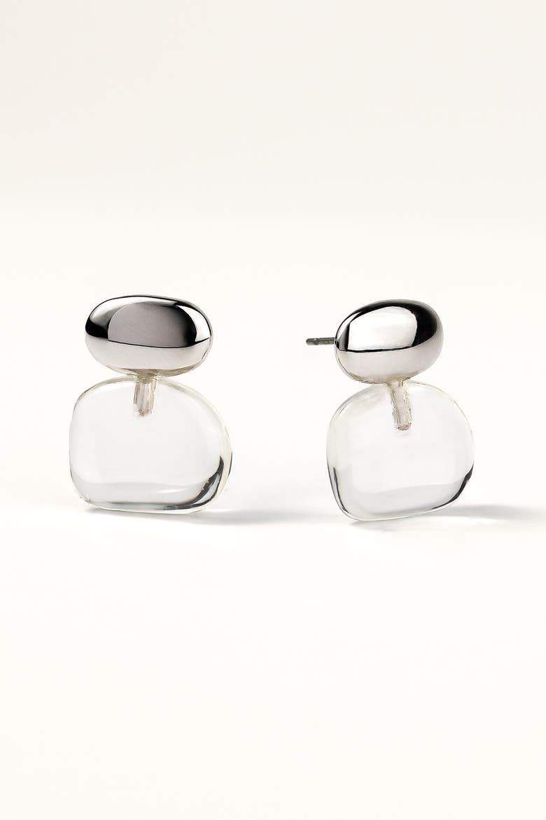 Pebble Stack Studs, Main, color, Silver