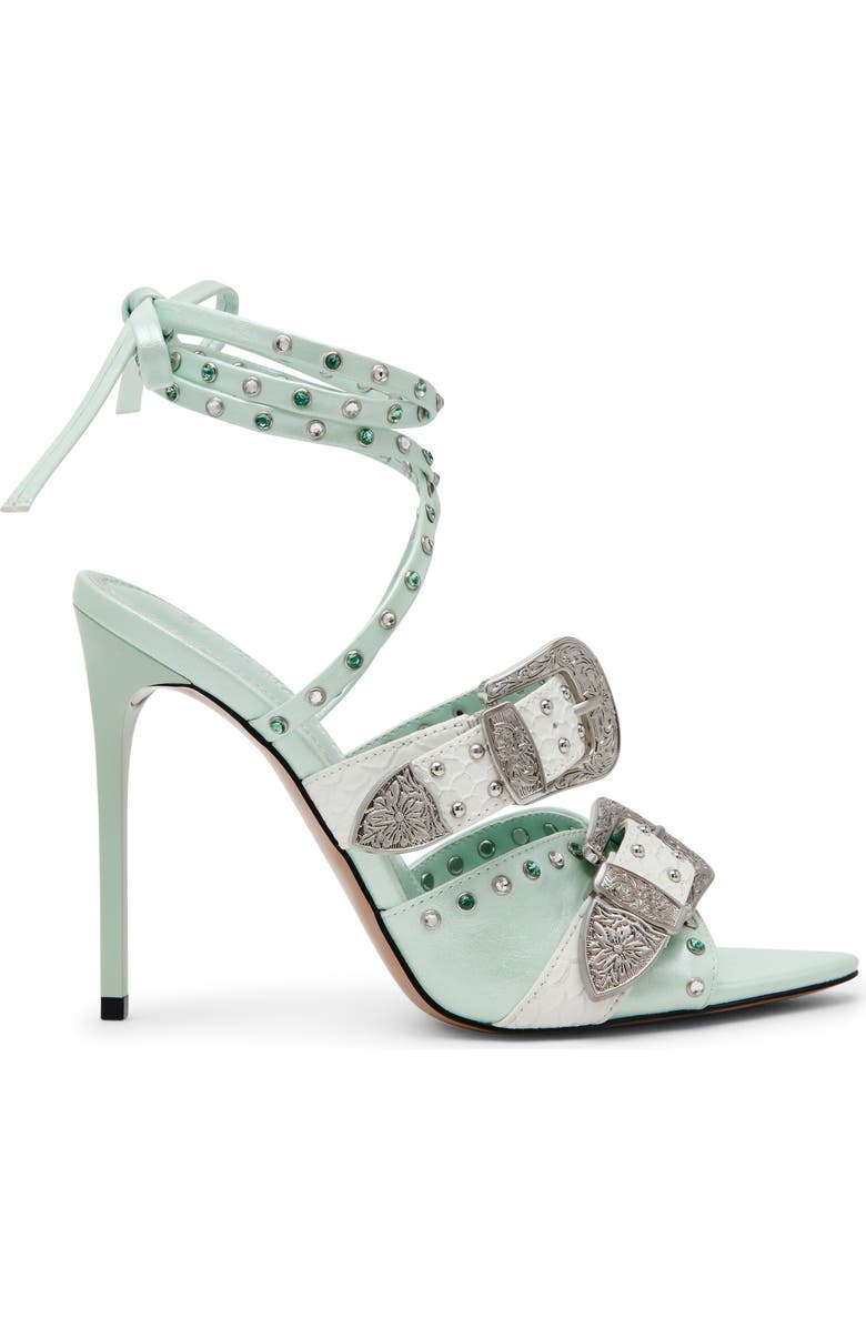 Steve Madden Saddle Embellished Ankle Strap Sandal, Alternate, color, Aqua Multi