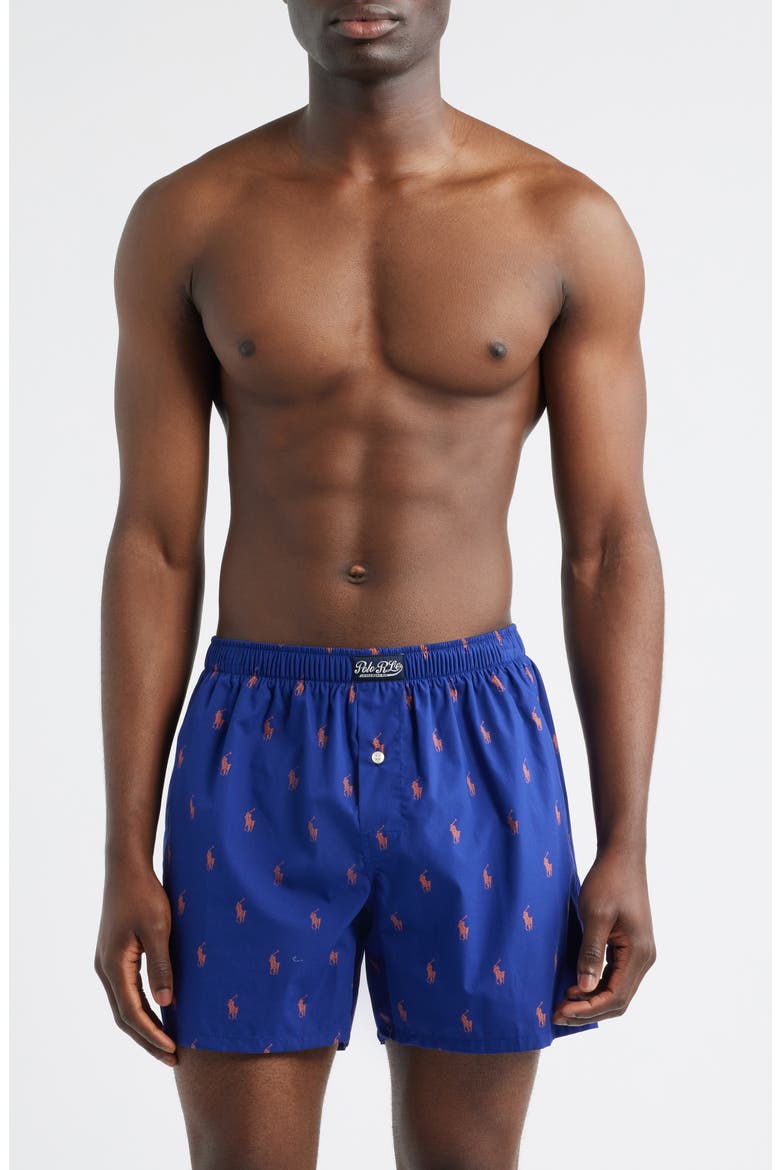 Woven Cotton Boxers, Main, color, BOSTON ROYAL SPRING MELON