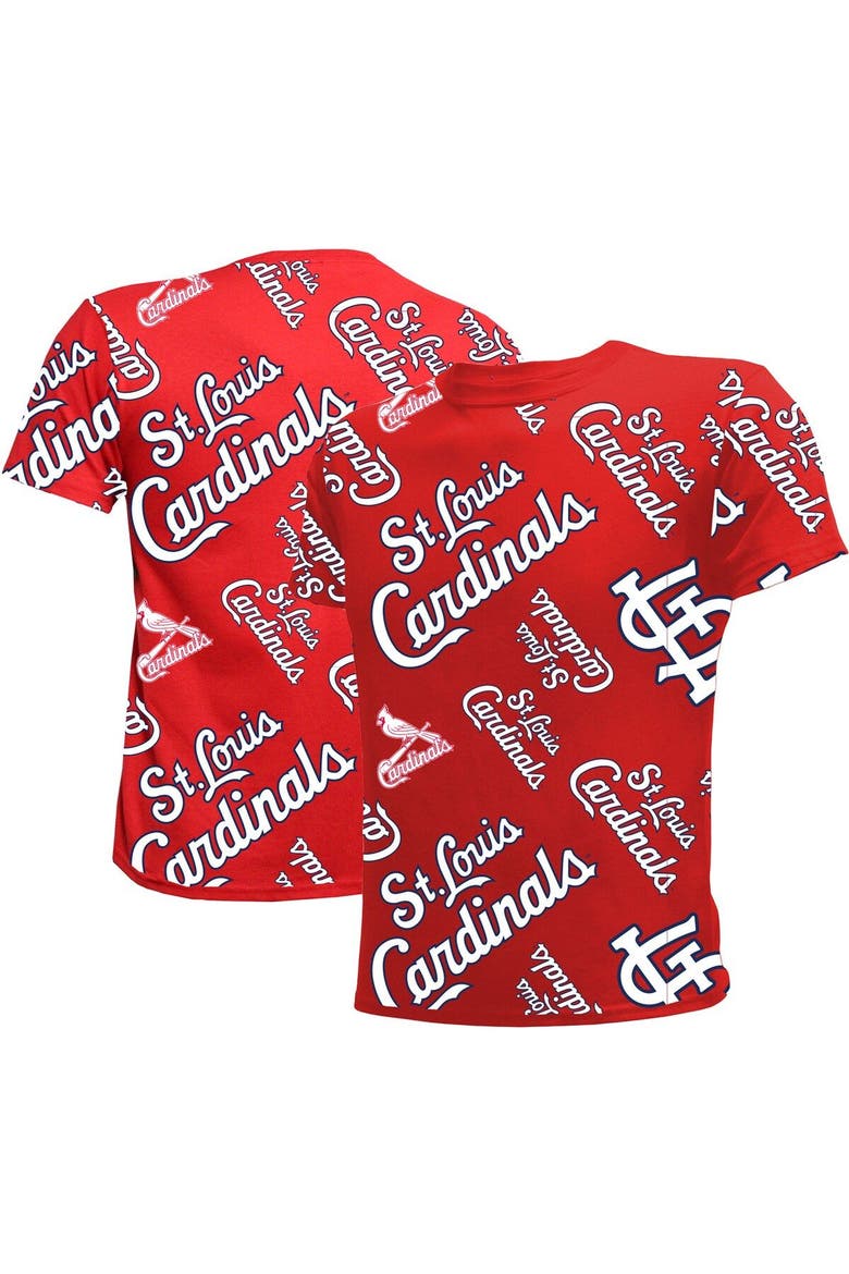 Youth Stitches Red St. Louis Cardinals Allover Team T-Shirt, Main, color, Red
