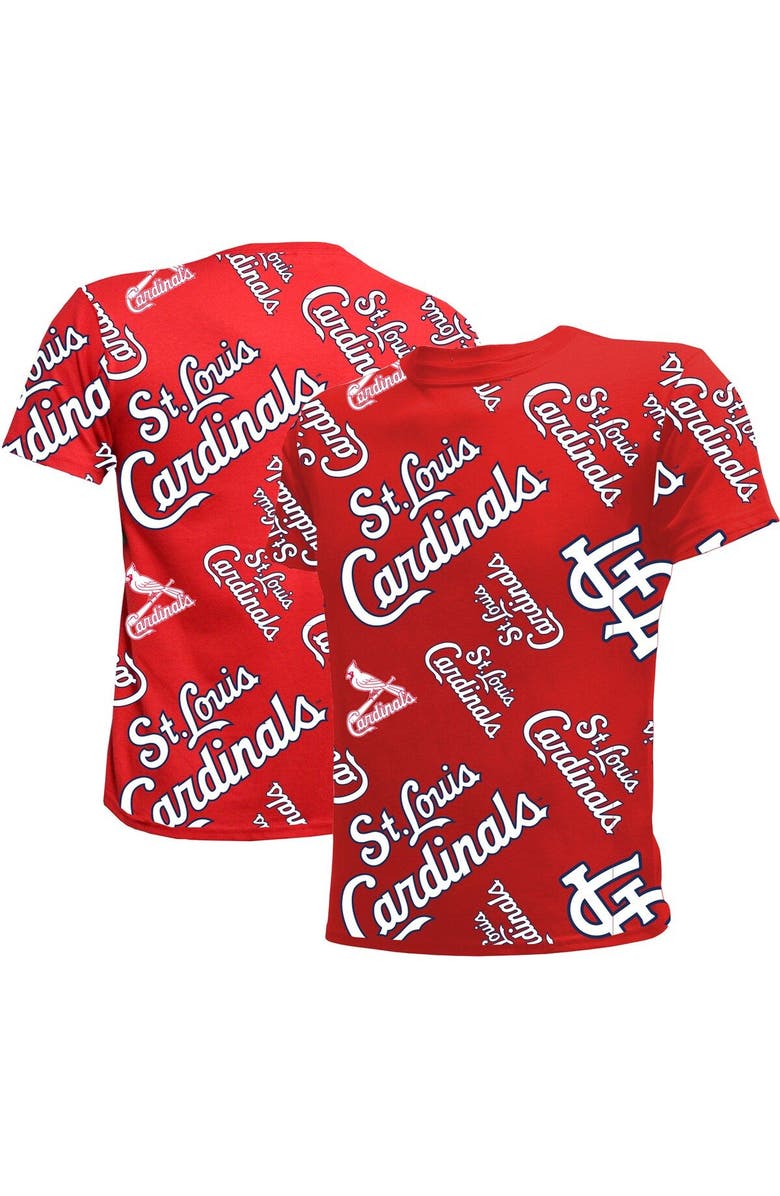 STITCHES Youth Stitches Red St. Louis Cardinals Allover Team T-Shirt, Main, color, Red