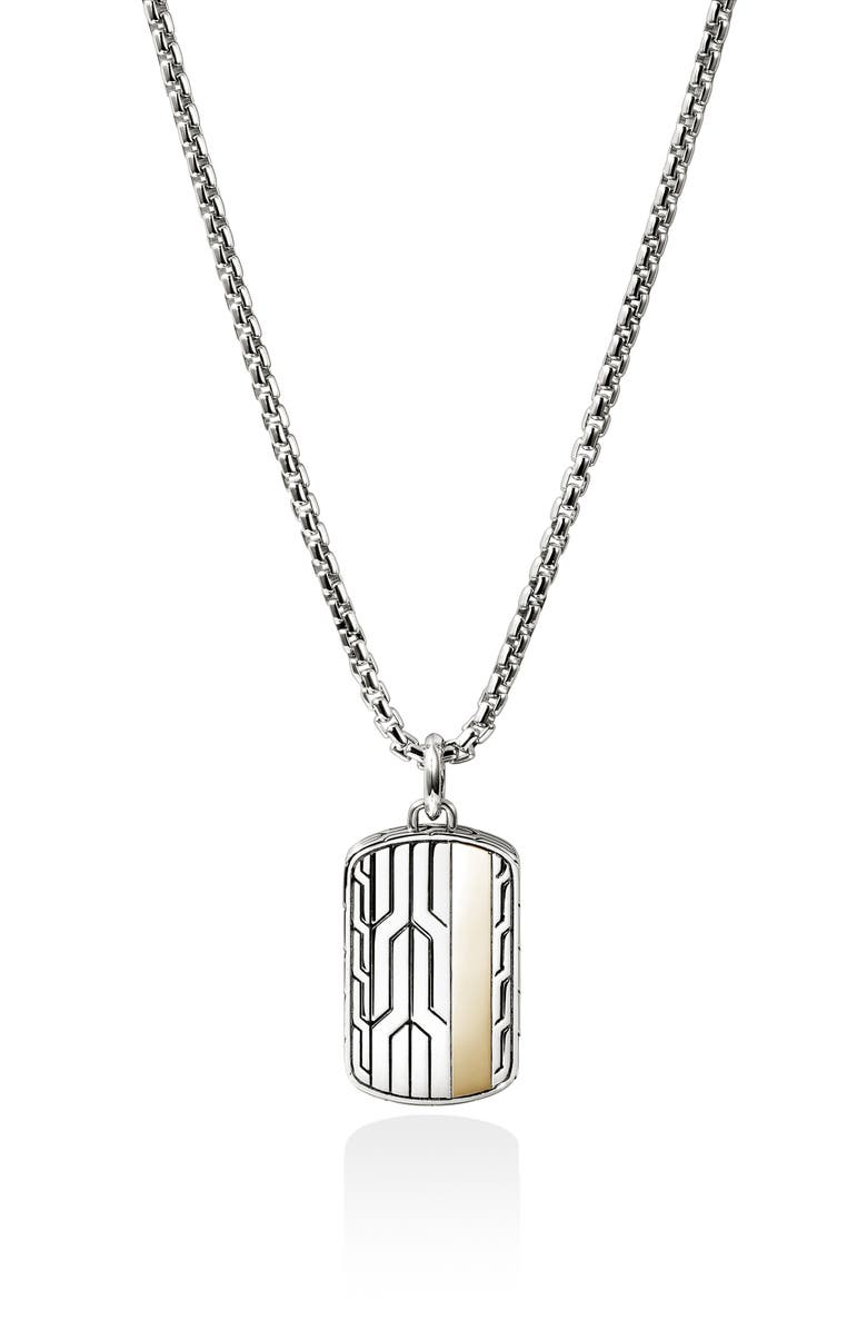 John Hardy Icon 50 Tag Pendant Necklace, Main, color, Silver And Gold