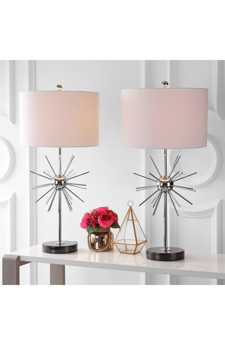 JONATHAN Y Aria 31.5" Metal/Marble LED Table Lamp, Chrome, Alternate, color, Chrome