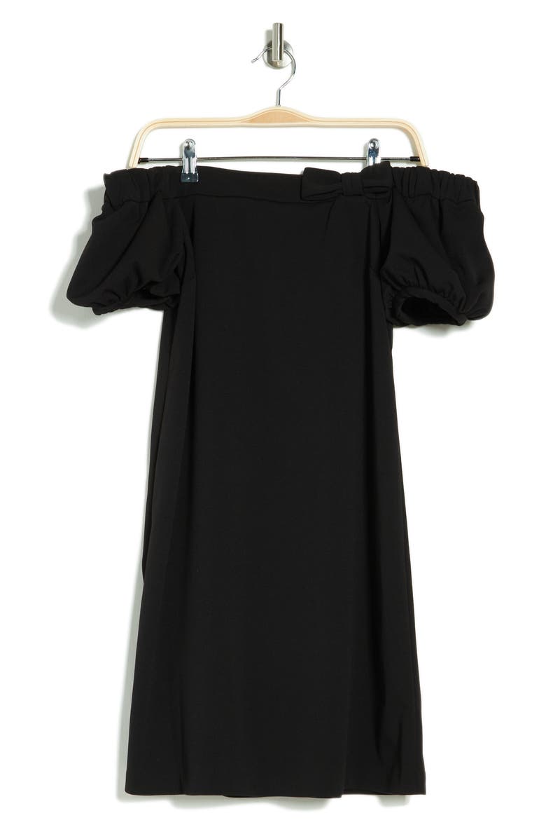 Off The Shoulder Shift Dress, Alternate, color, BLACK
