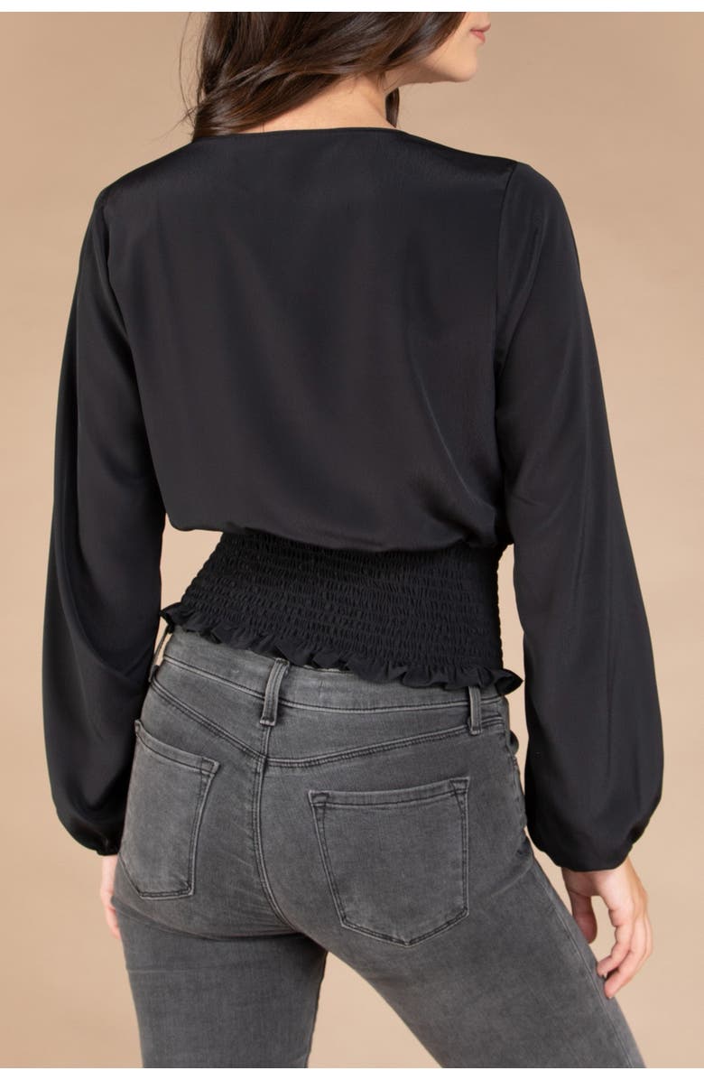 NAKED ZEBRA Smocked Surplice Neck Blouse, Alternate, color, 