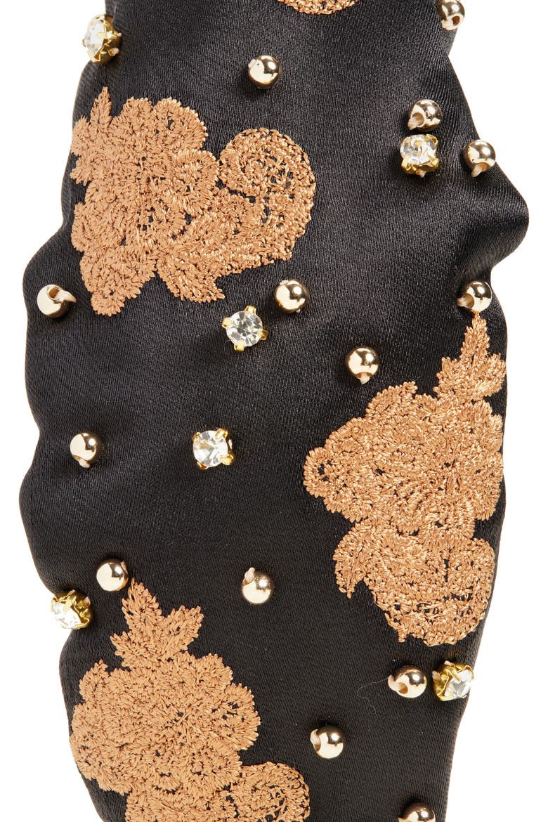 Embellished Lace Knotted Headband, Alternate, color, CARAMEL JET