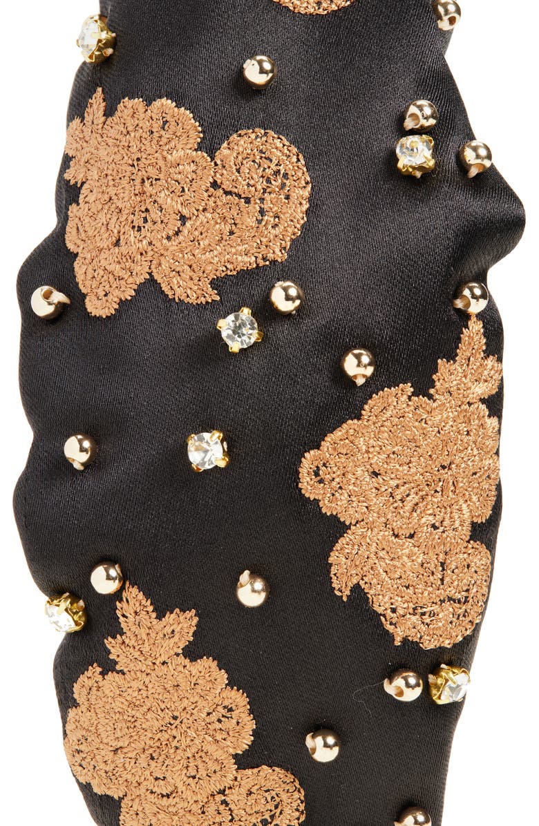 Lele Sadoughi Embellished Lace Knotted Headband, Alternate, color, Caramel Jet