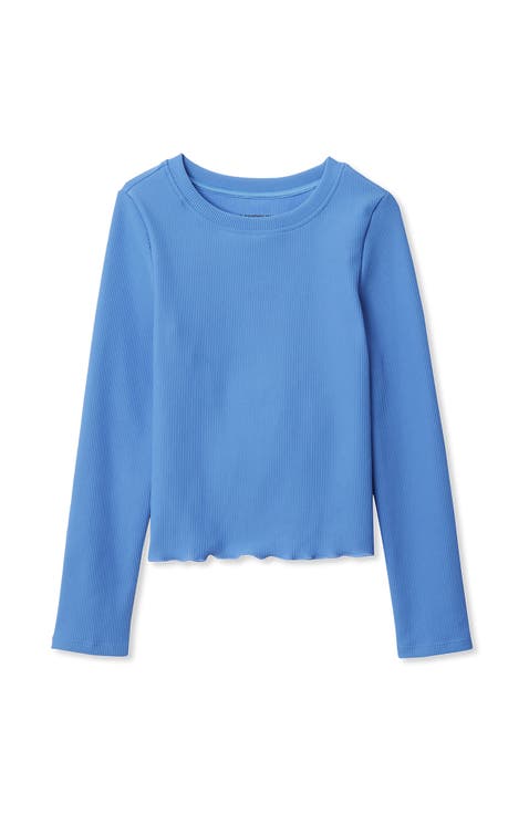 Girls Active Long Sleeve Rib Knit Top