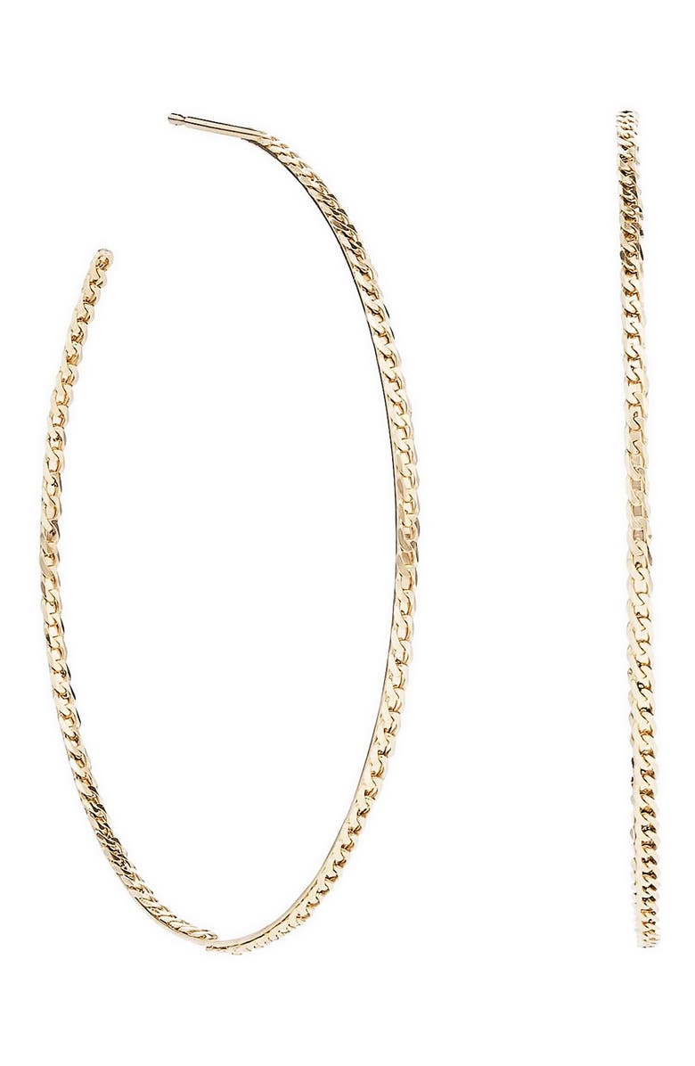 LANA Nude Curb Hoop Earrings, Alternate, color, Yellow