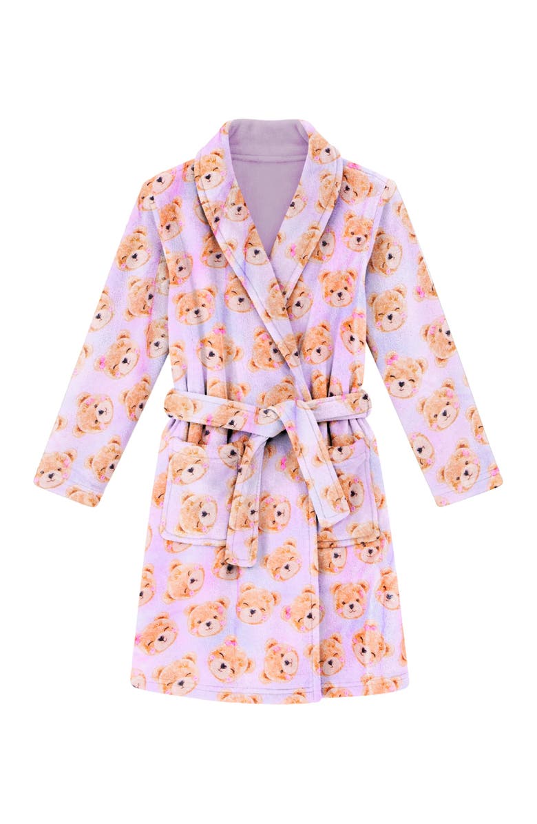 Preppy Goose Plush Slumber Party loungewear Robe, Main, color, Lavender