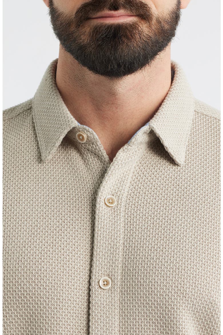 Linden Textured Short Sleeve Button-Up Shirt, Alternate, color, OATMEAL