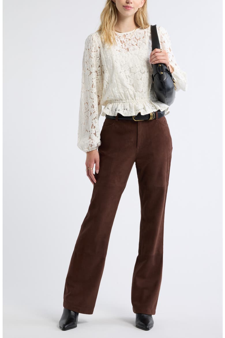 Elastic Hem Lace Top, Alternate, color, IVORY EGRET