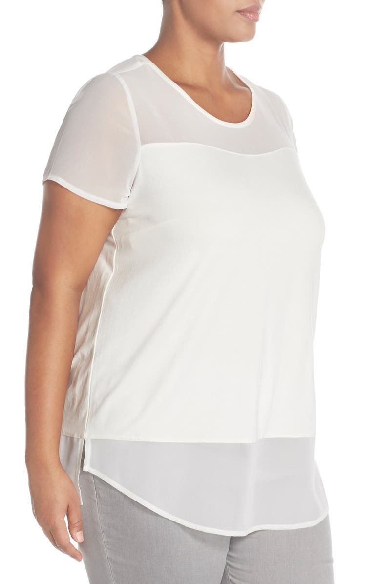 Vince Camuto Chiffon Inset Knit Top, Alternate, color,