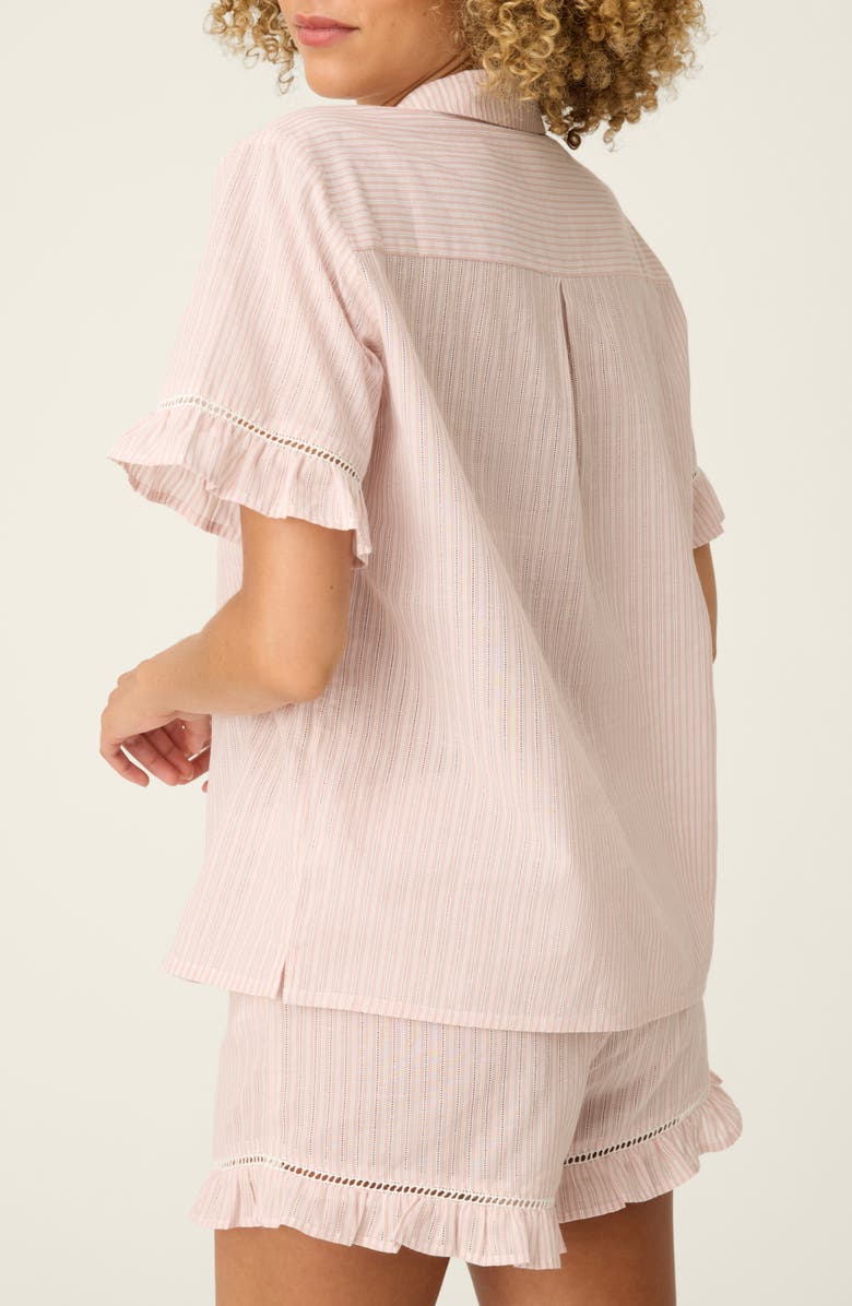 PJ Salvage On Cloud Nine Ruffle Trim Cotton Button-Up Pajama Shirt, Alternate, color, Silver Rose