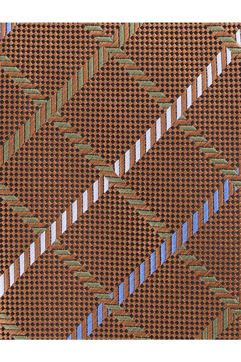 Grid Patterned Tie, Alternate, color, BROWN