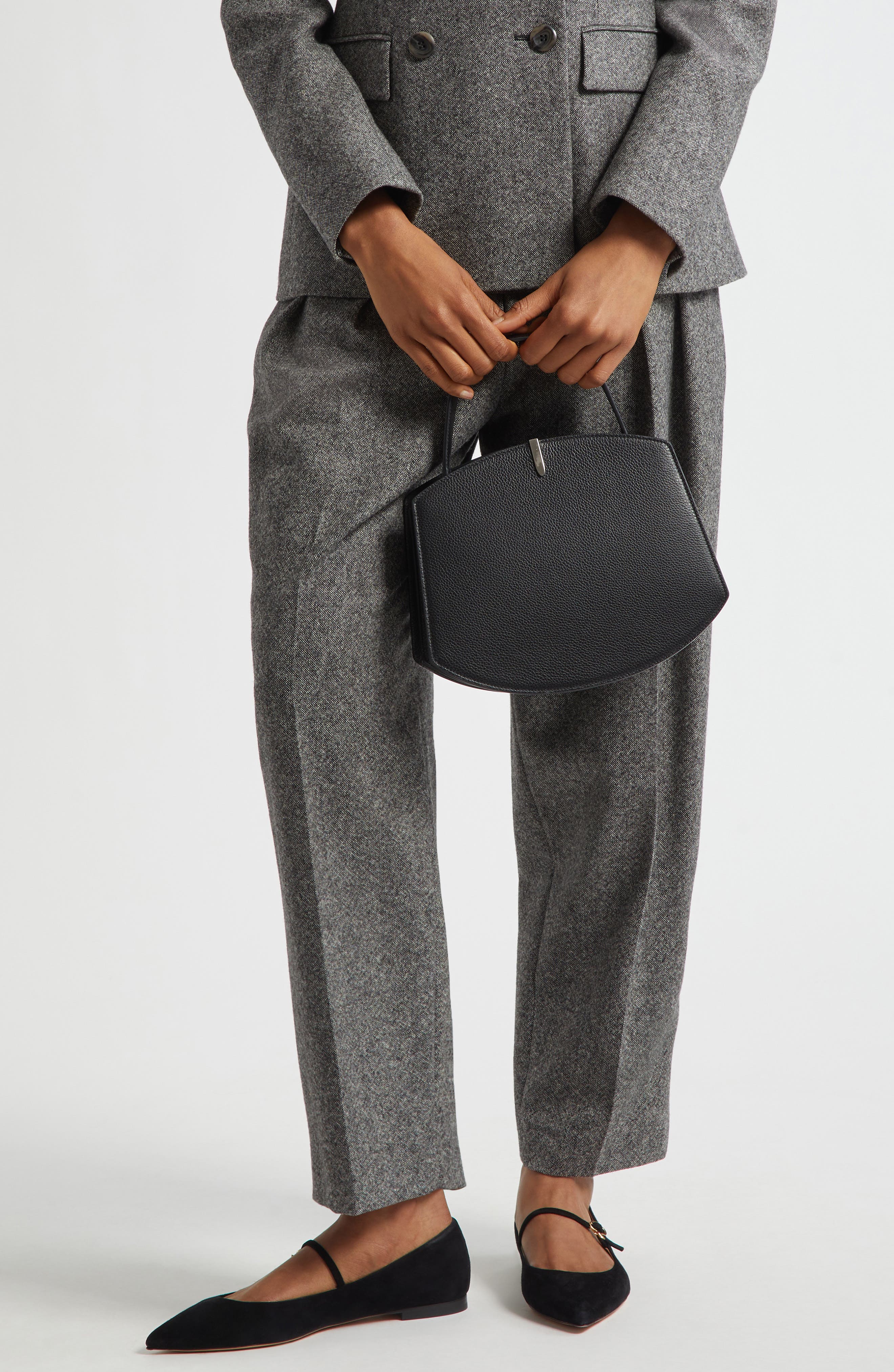 SAVETTE Florence 25 Leather Top Handle Bag, Alternate, color, Black