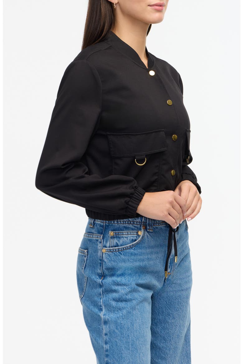 Cropped Bomber Jacket, Alternate, color, BLACK