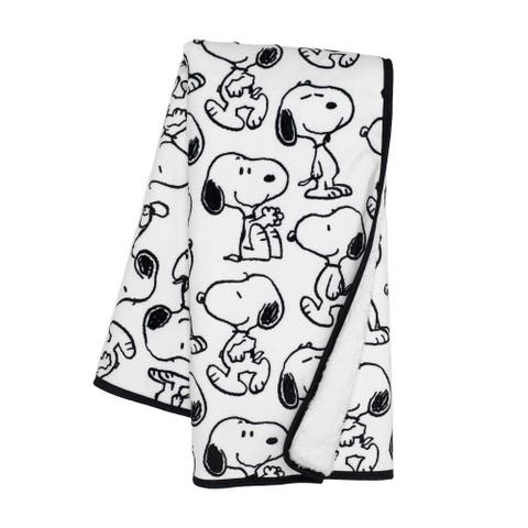 Classic Snoopy Minky and Faux Shearling Baby Blanket