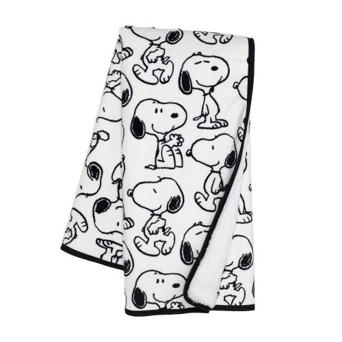 Lambs & Ivy Classic Snoopy Minky And Faux Shearling Baby Blanket In White