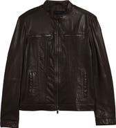 John Varvatos Band Collar Leather Jacket