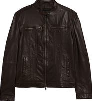 John Varvatos Band Collar Leather Jacket
