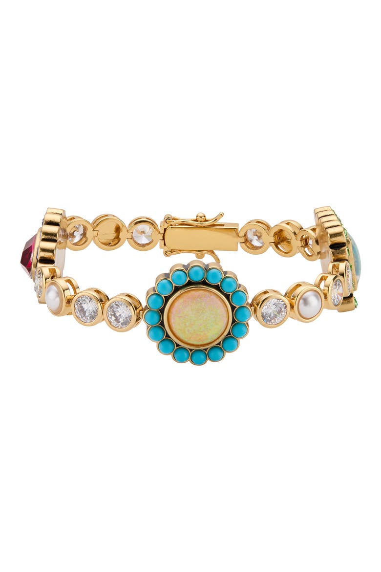 Crystal Chain Bracelet, Main, color, GOLD MULTI