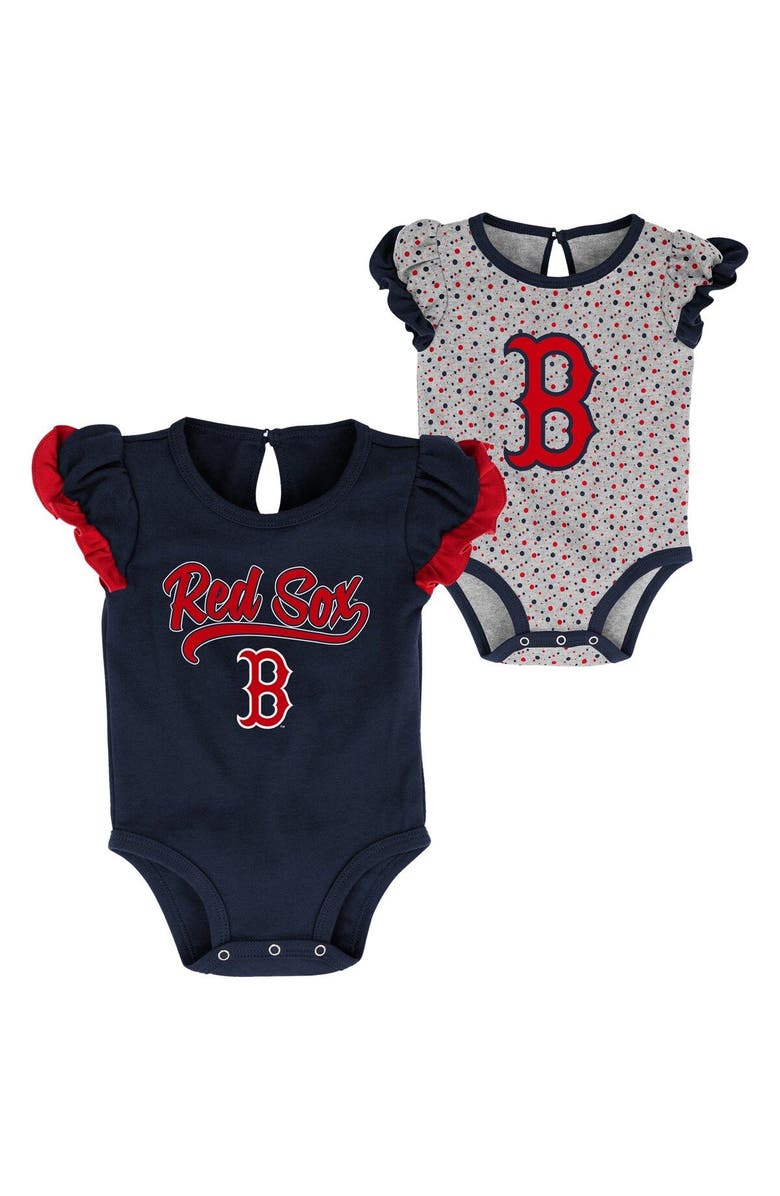 Outerstuff Newborn & Infant Navy/Heathered Gray Boston Red Sox Scream & Shout Two-Pack Bodysuit Set, Main, color, 
