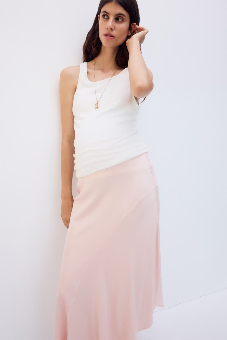Mama Asymmetric Satin Skirt, Alternate, color, Powder pink