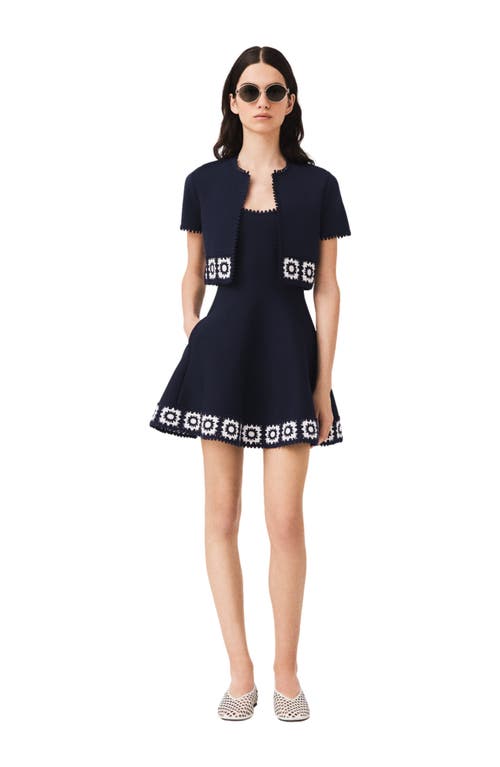 maje Cardigan with crochet panels in Navy at Nordstrom, Size Small