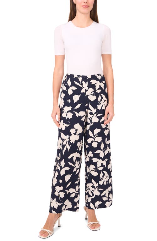 Halogenr Halogen(r) Floral Wide Leg Pants In Classic Navy