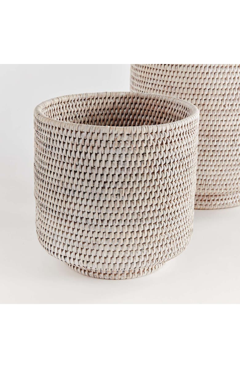 Napa Home & Garden Burma Rattan Cachepots Large Set Of 2, Alternate, color, White