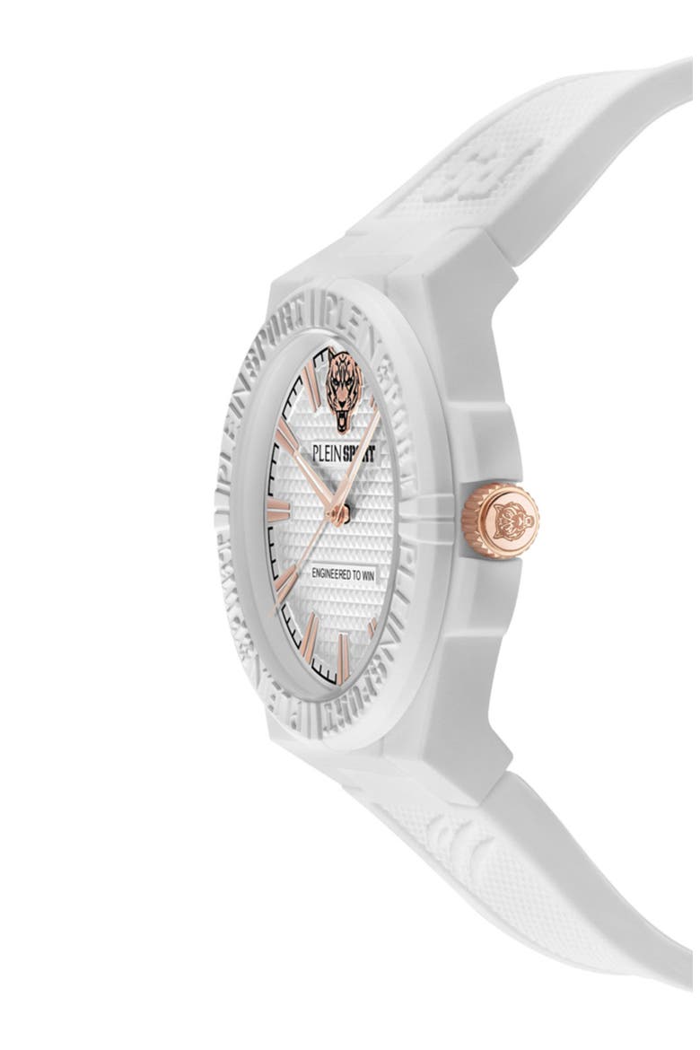 Laserstrike Nylon Strap Watch, 42mm, Alternate, color, WHITE