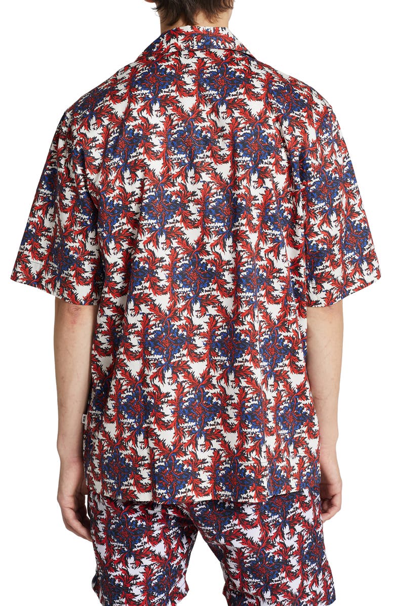 Wood Wood Johan Chateau Stretch Organic Cotton Button-Up Camp Shirt, Alternate, color, Red Aop